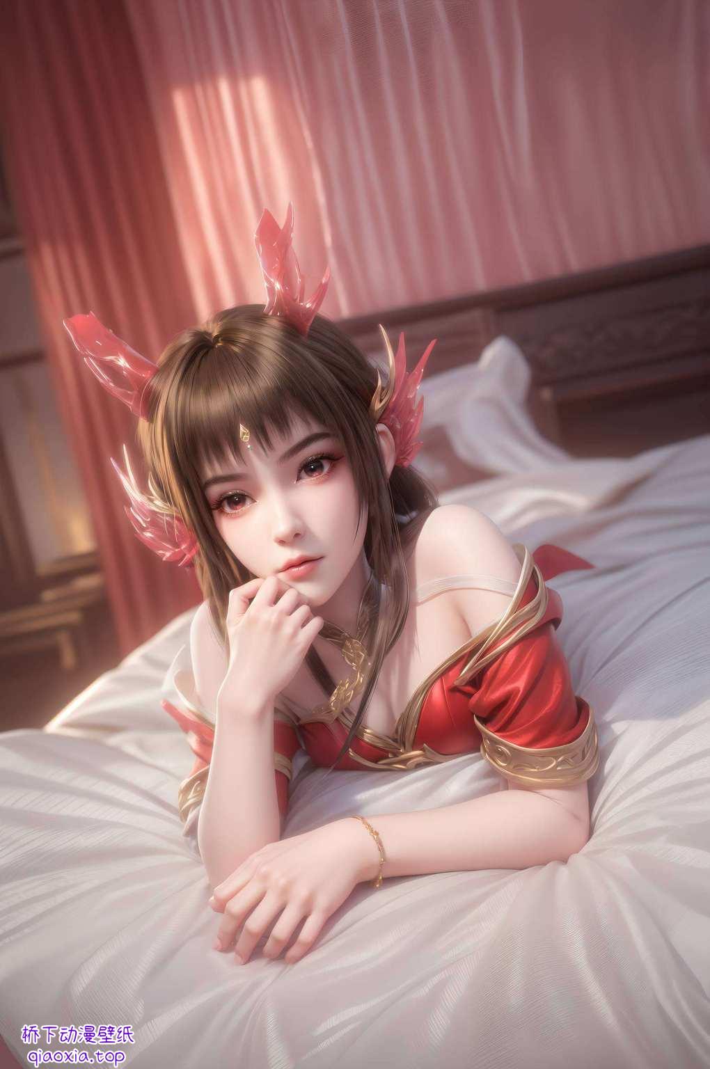 壁纸上她的眼神深邃如夜大概就是一笑倾城吧