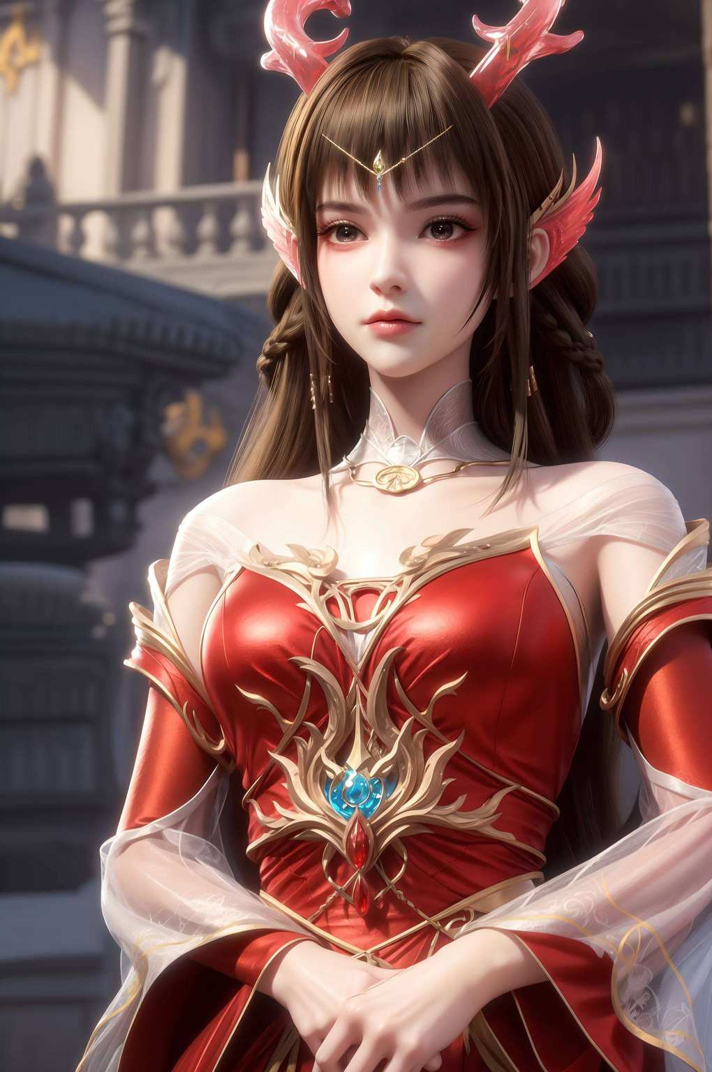 国漫美女翩；百炼图腾焕手机高清显