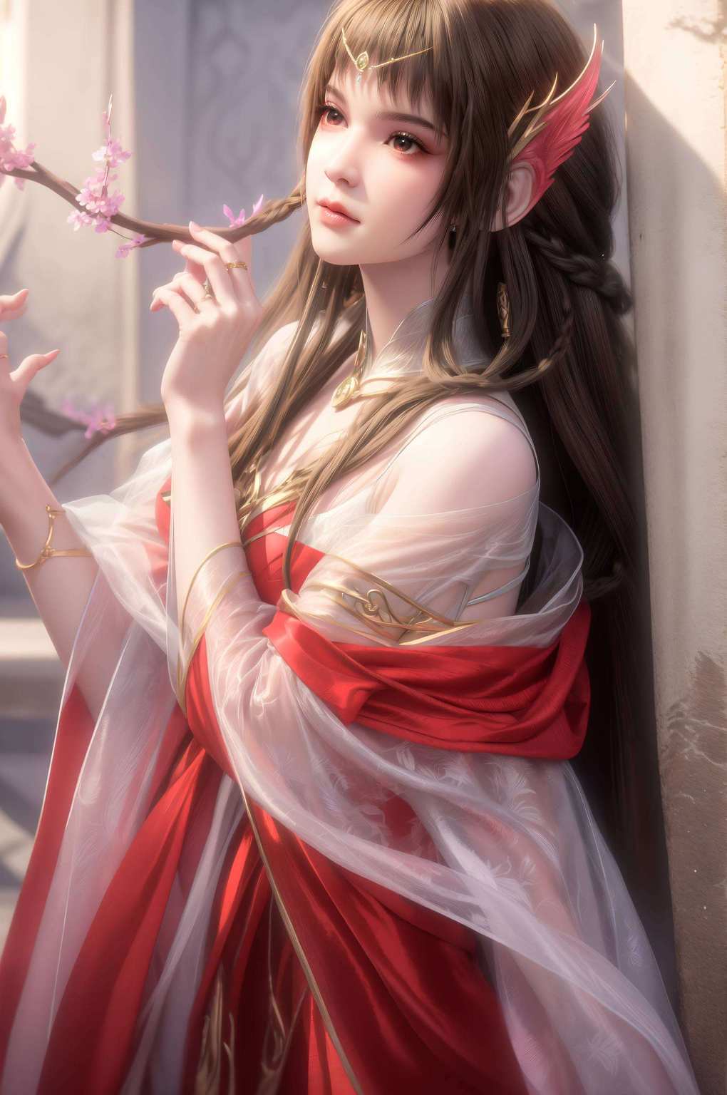 女子婉约此云落壁纸