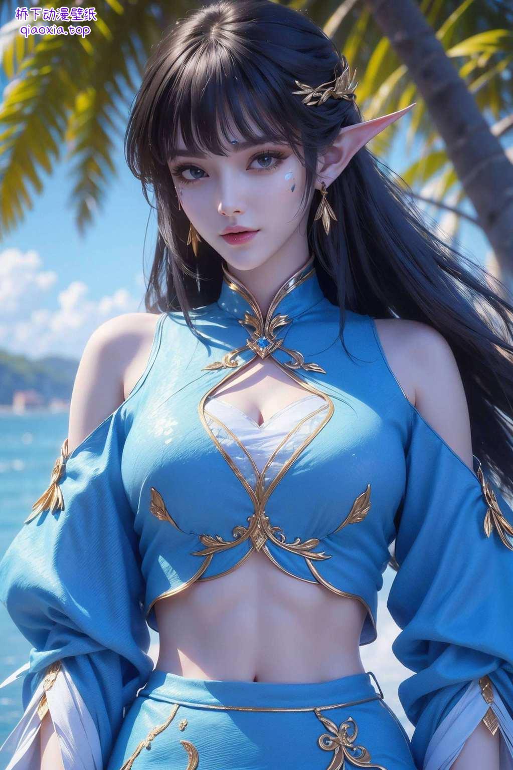 一袭蓝衣飘渺美眸含威
