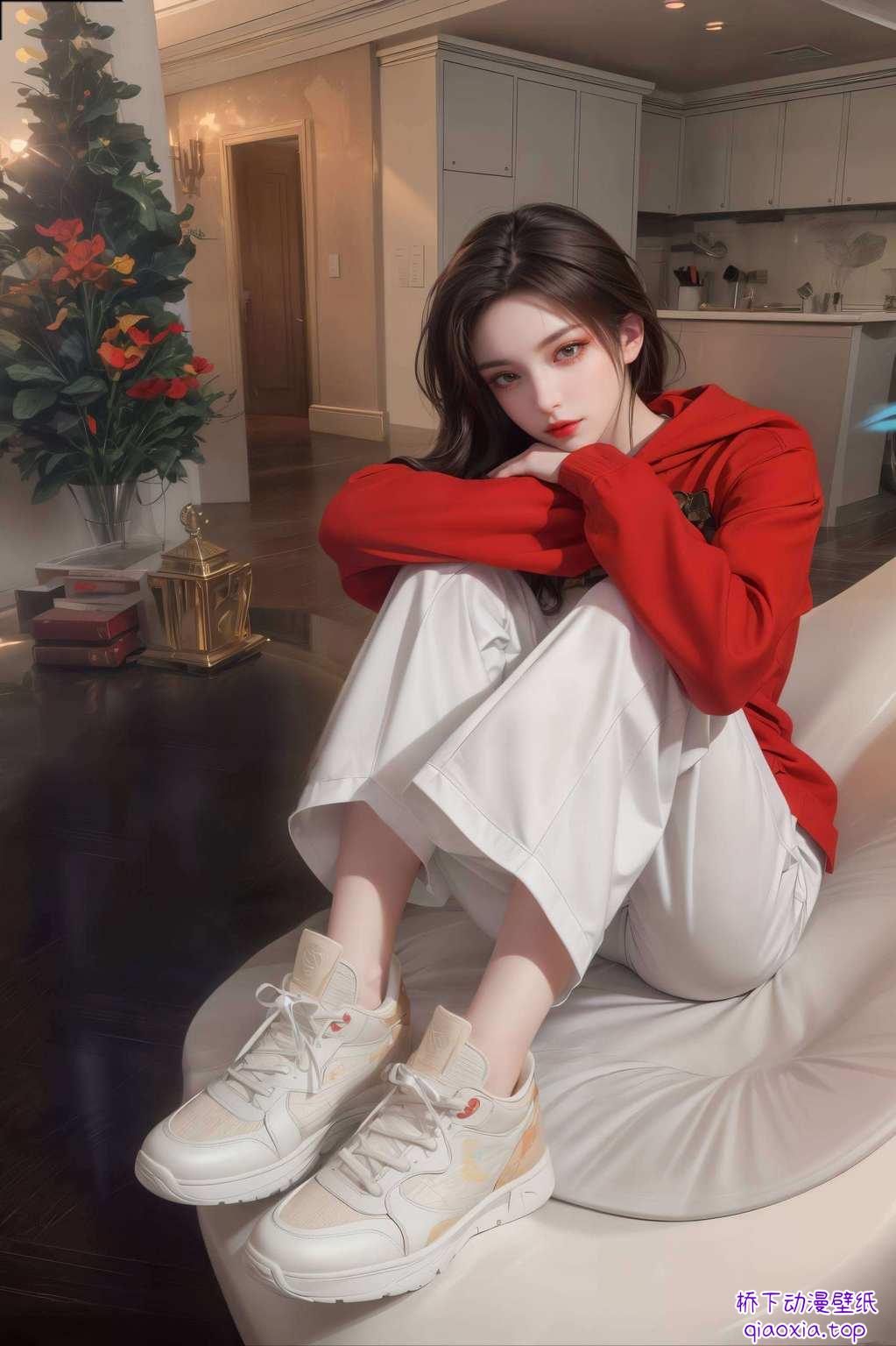 彩鳞环绕其像绘于壁纸