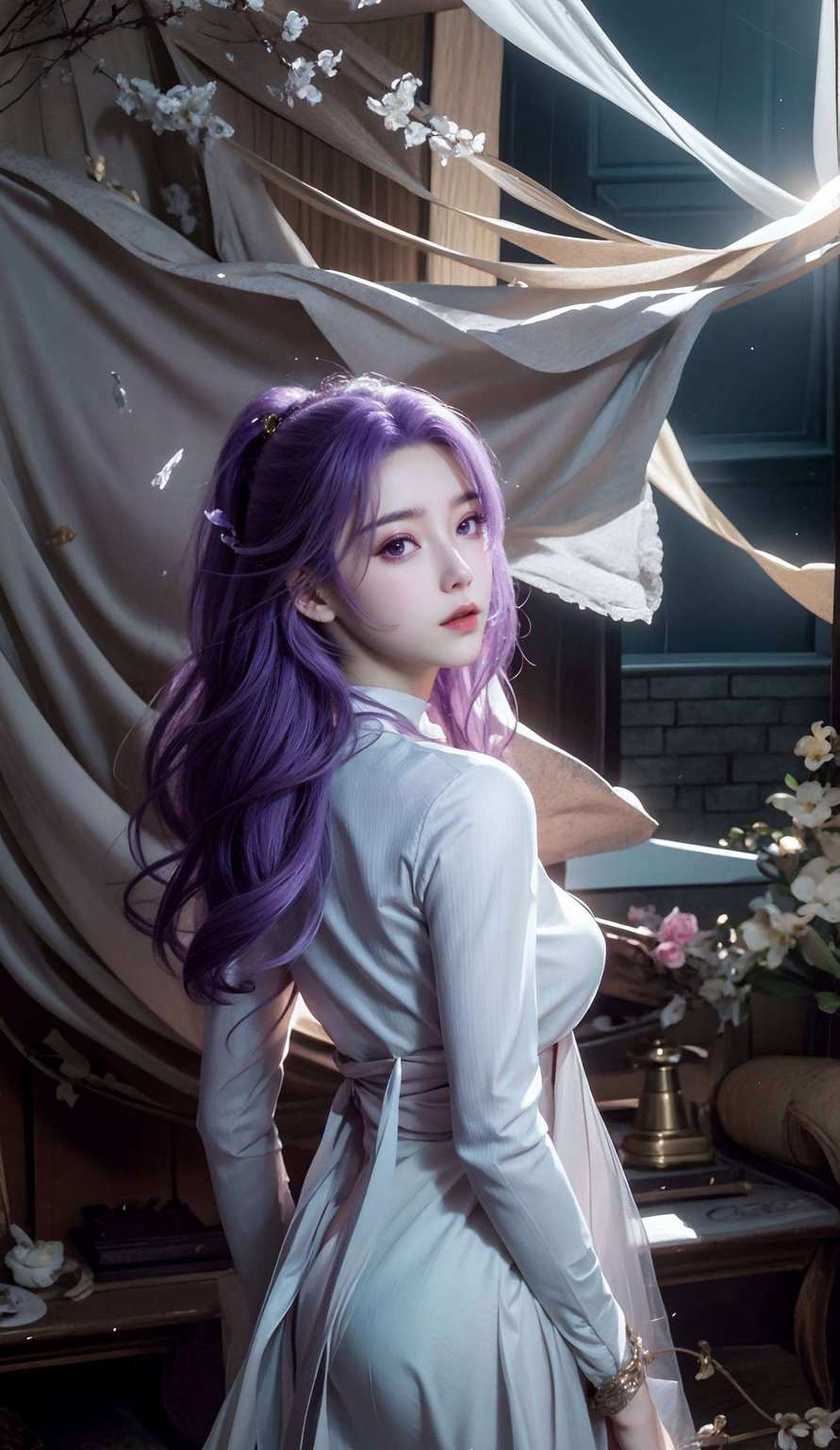 犹如穿梭在梦幻之间的国漫女神那眼神深邃