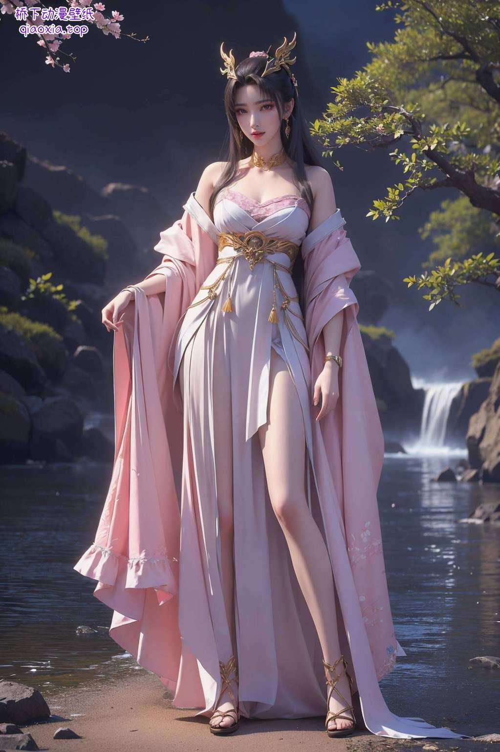 睡衣轻裹其姿若画中仙子