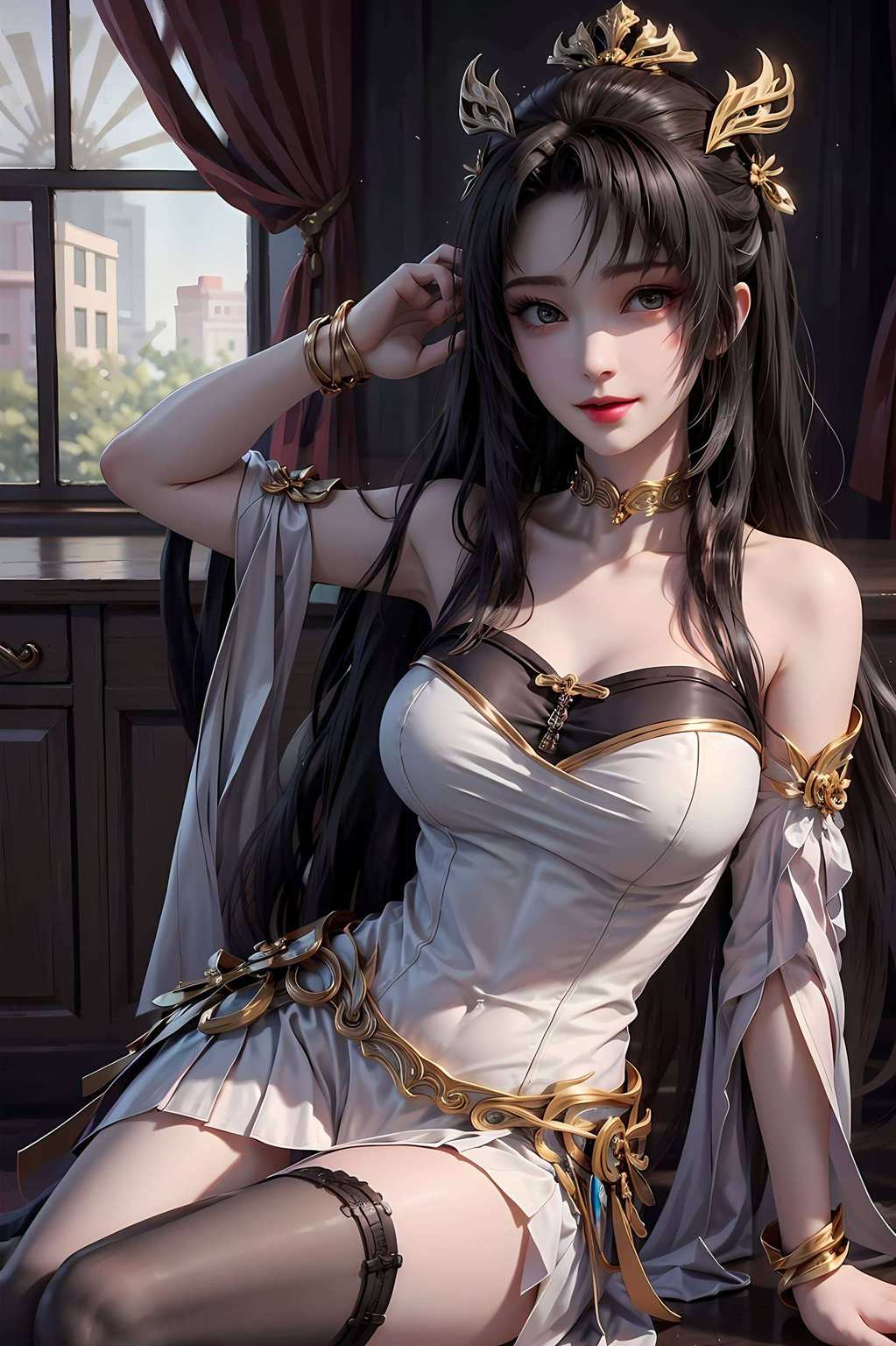 天狐仙子眼神如狐狸般狡黠深邃