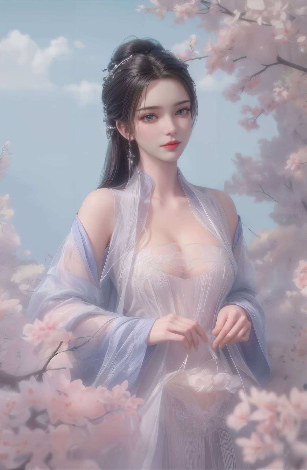 以她的婉约之姿如同仙子翩翩起舞