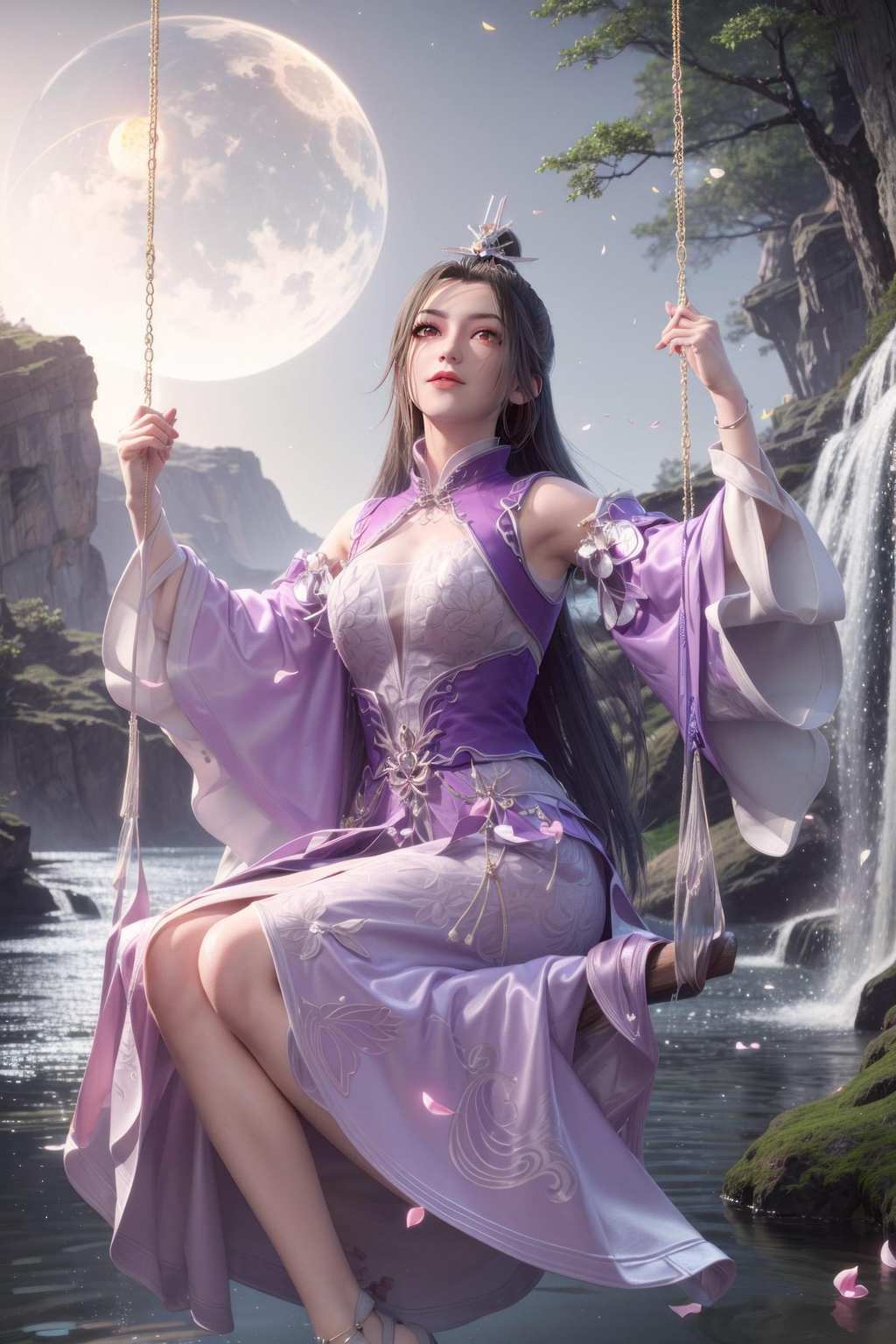 映碧波之丽影美艳如画