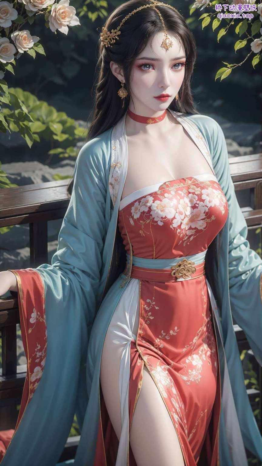 翠袖红裙国漫美女朋友圈