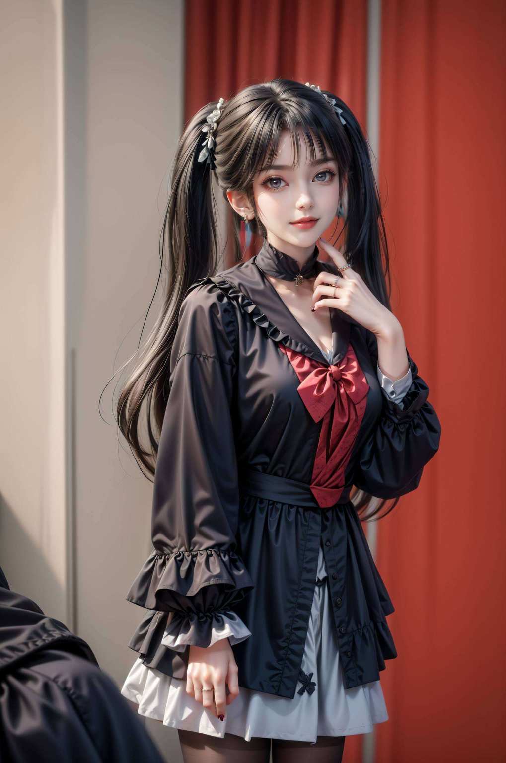 她的眼神深邃如画中仙子