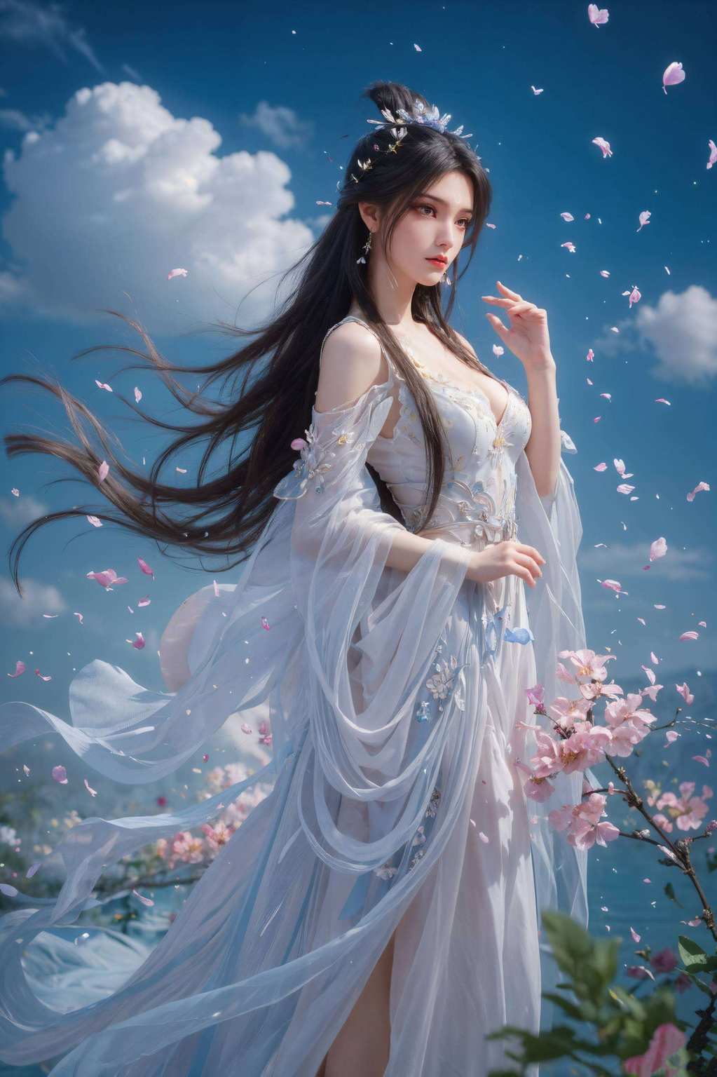 仿佛一挥手就能召唤出一道玄幻的光芒高清壁纸上的她